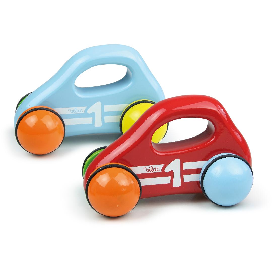Voiture 1er âge bois bleu – Vilac – Image 2