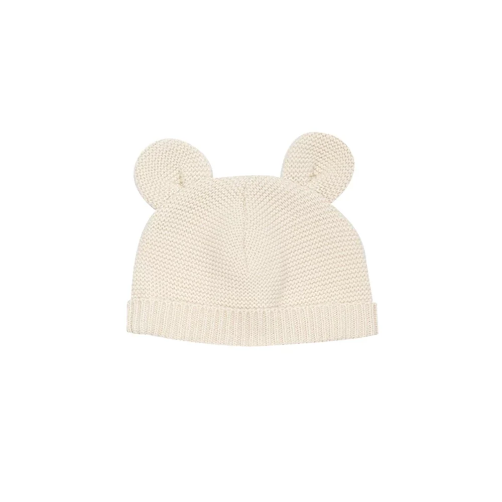 Bonnet à oreilles en maille sable – Image 2