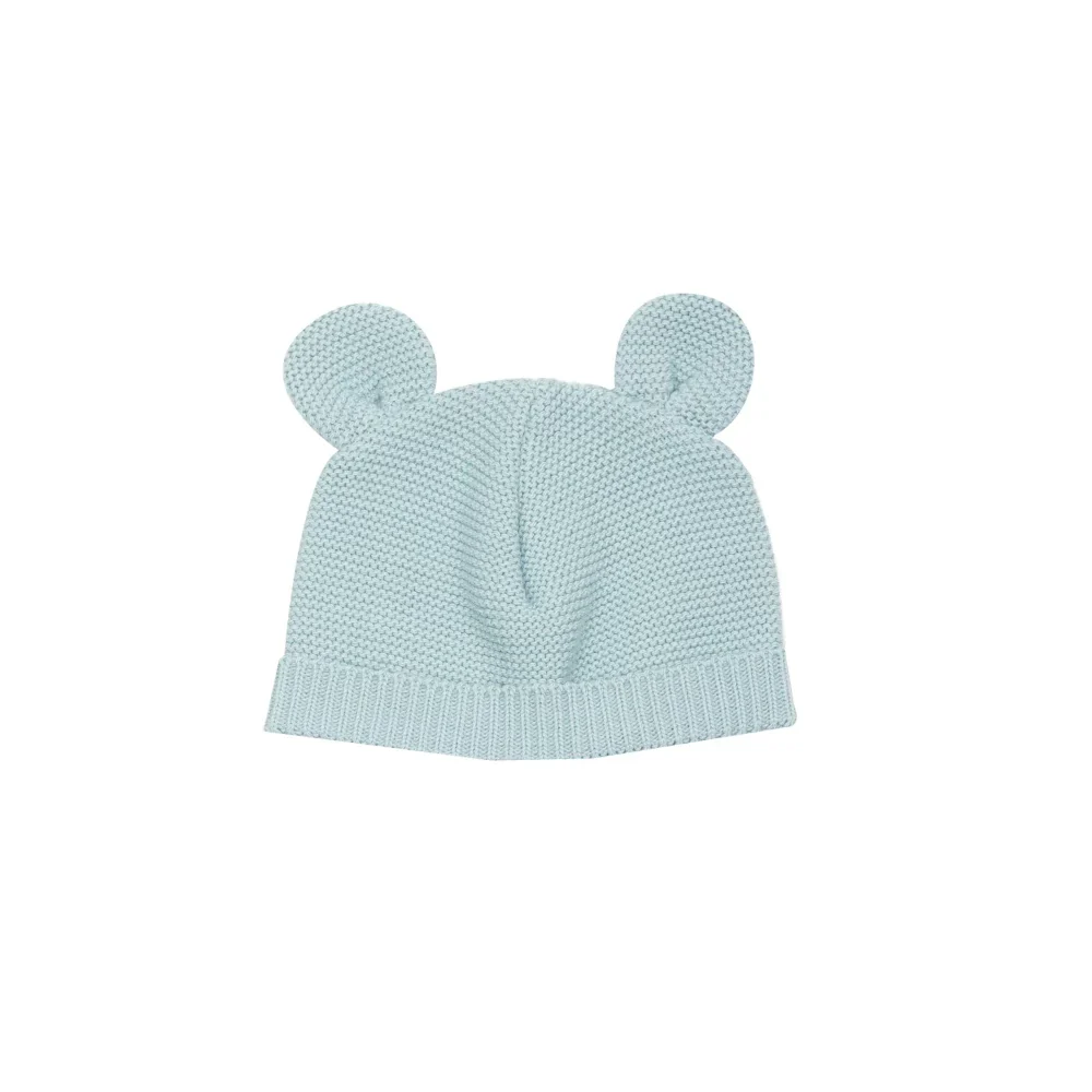 Bonnet à oreilles en maille vert sauge – Image 2